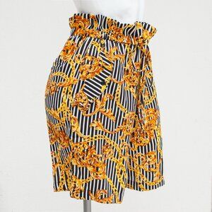 Walter Baker Button Front Shirt & Short Set Stripe Chain Filagree  Size S